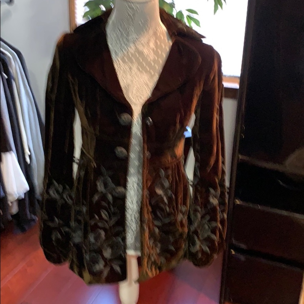 Embroidered brown velvet jacket